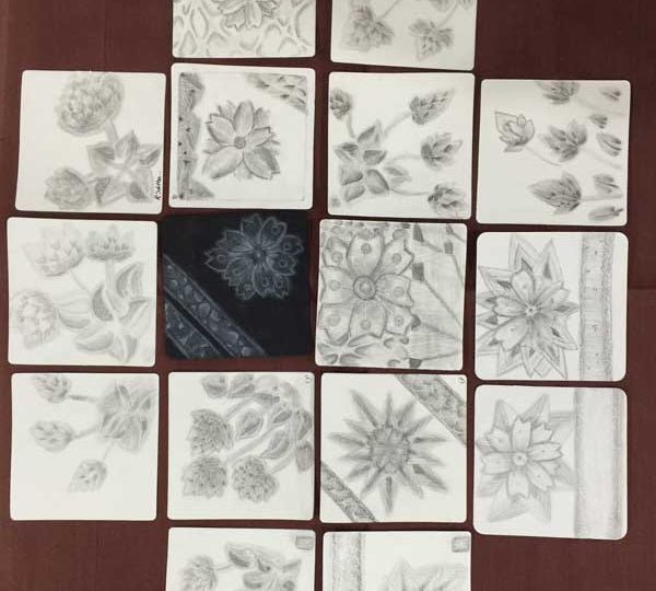 Zentangle Advance Class pictures of "Dry Technique"