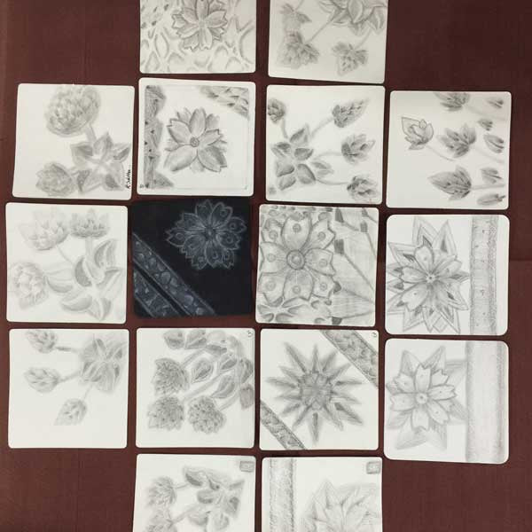 Zentangle Advance Class pictures of "Dry Technique"