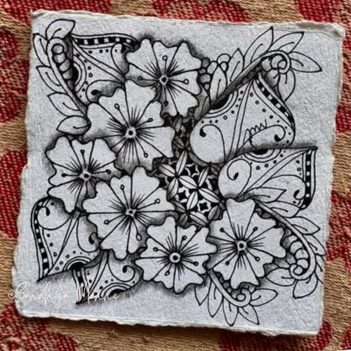 Organic Zentangle with Floral Tangles