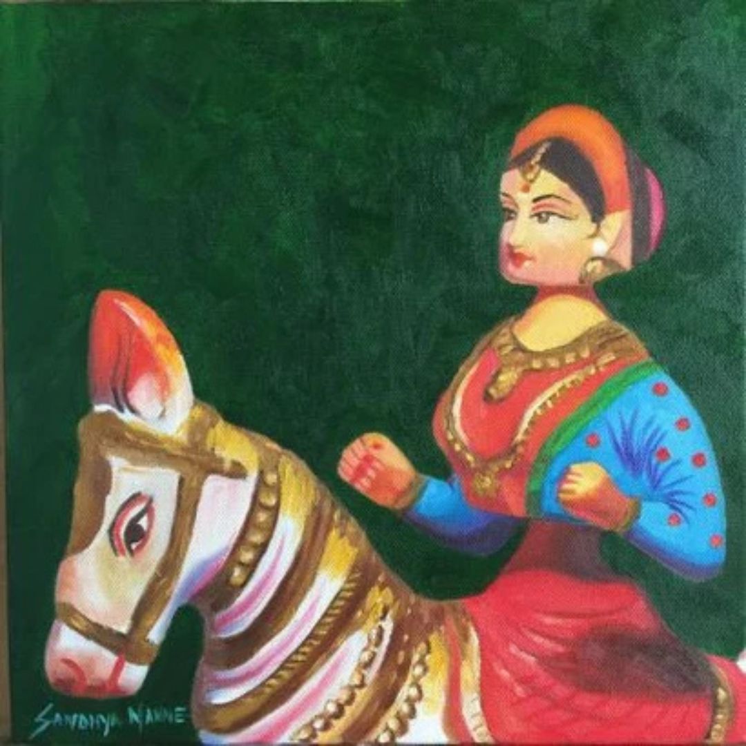 Lady-on-horse-ride-still-life-oil-painting-frames-sandhyamanne-studio.jpg
